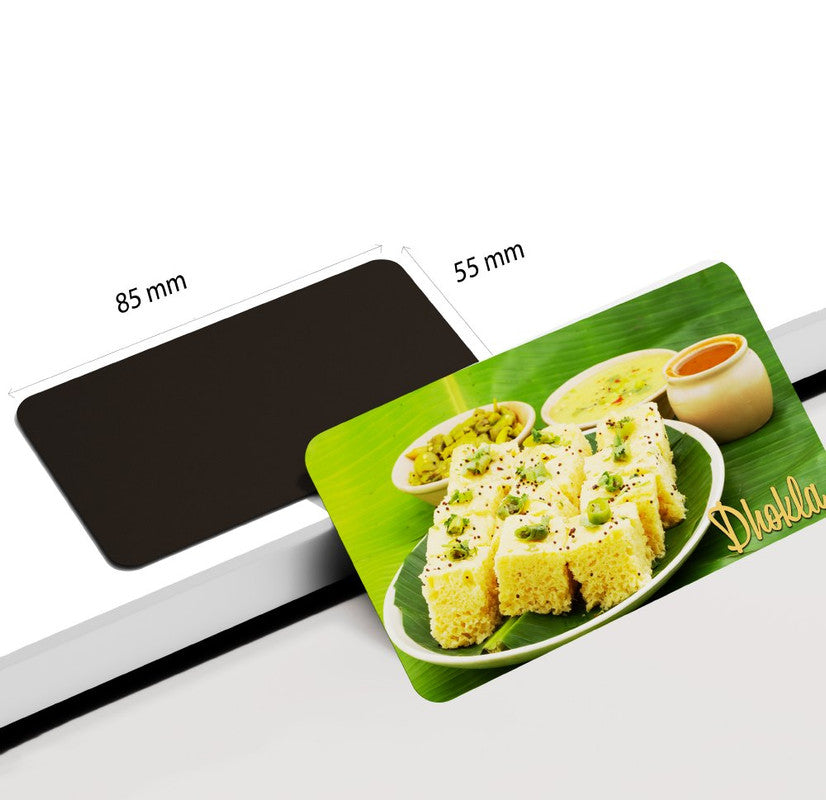 dhcrafts Rectangular Rubber Fridge Magnet Multicolor Food Dhokala Rectangular Design Pack of 1 (8.6cm x 5.4cm)